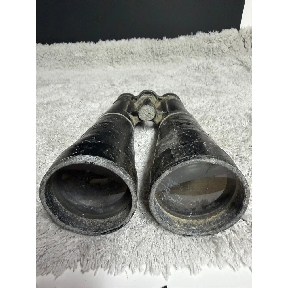 Vintage Black Metal Long Barrel Field Binoculars Industrial Decor Prop WWII?